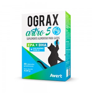 Suplemento Avert Ograx Artro 5 para Gatos - 30 Cápsulas